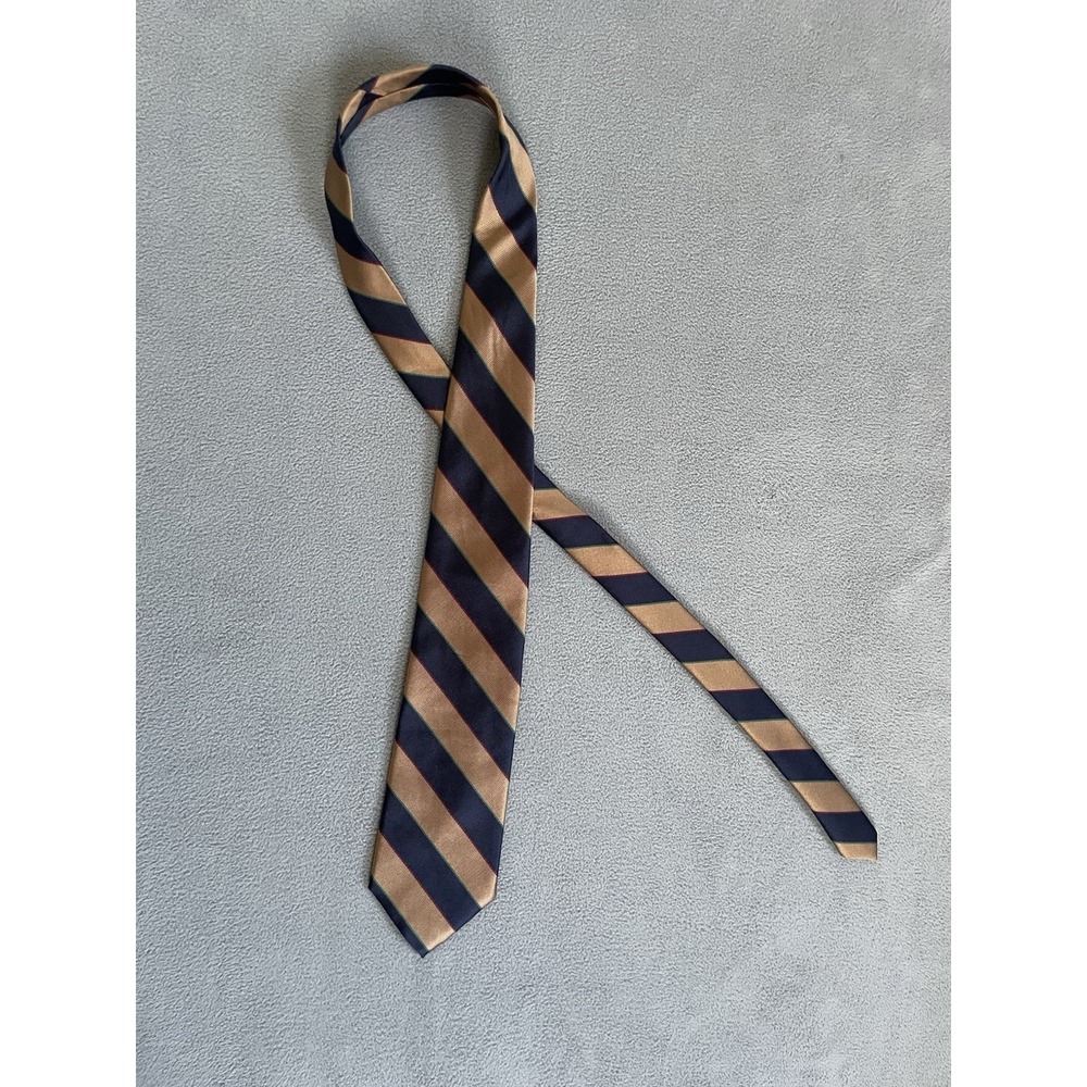 Brooks Brothers Makers Tie Mens One Size Brown / Blue Striped Silk Tie - Picture 1 of 4